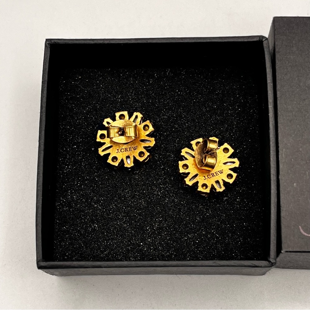 BNIB J CREW GOLD and SILVER CRYSTAL FLOWER STUD EARRINGS - Picture 6 of 7